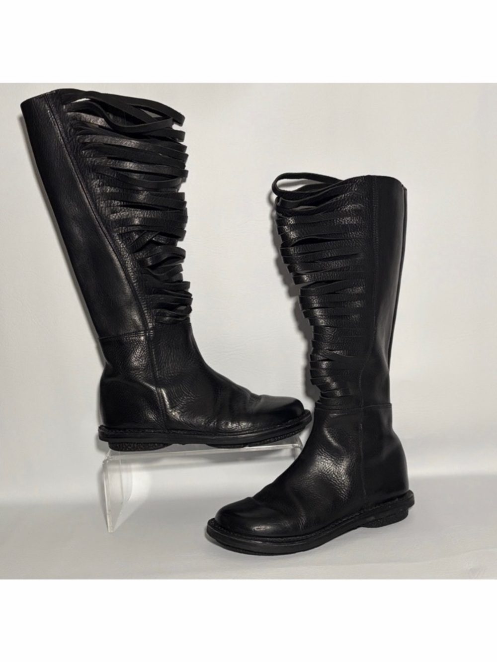 Trippen Germany Samurai Black Leather Tall Boots Size 38 EU or 7 US